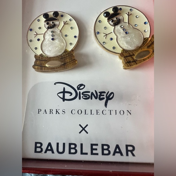 Disney x Baublebar Mickey Mouse Ears Snowman Snowglobe Pierced Earrings - Picture 4 of 6